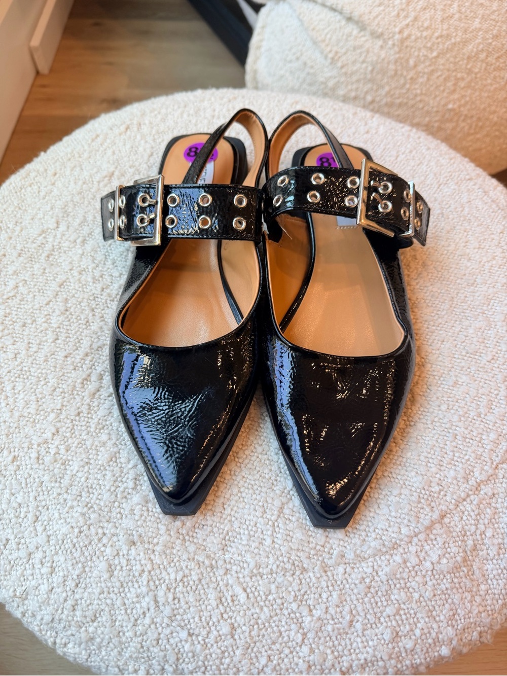 Steve Madden Smokee Patent Leather Slingback Flat in Black size 8.5